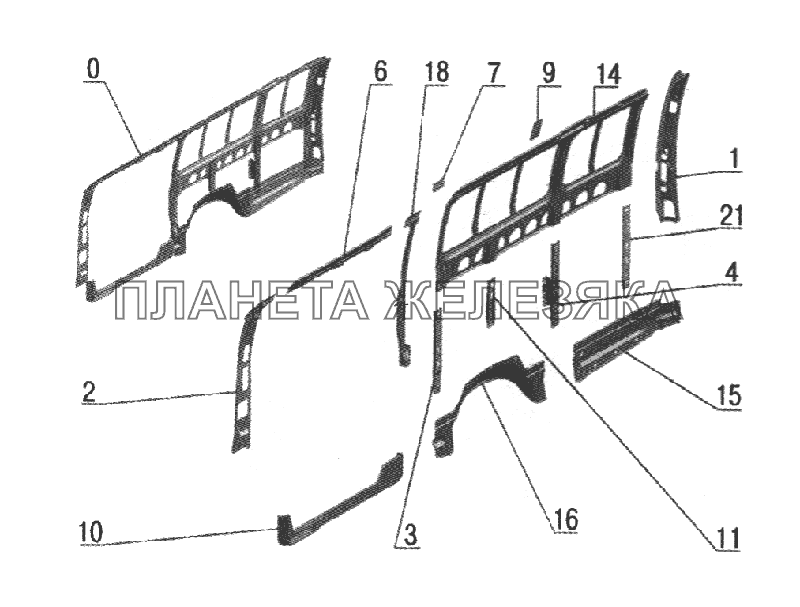 Каркас правой боковины (3221-5401050) ГАЗ-2705, 3221 (куз. детали)